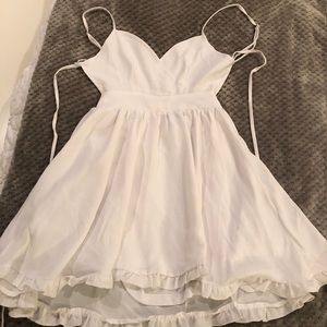 White open back mini dress from Lulu’s